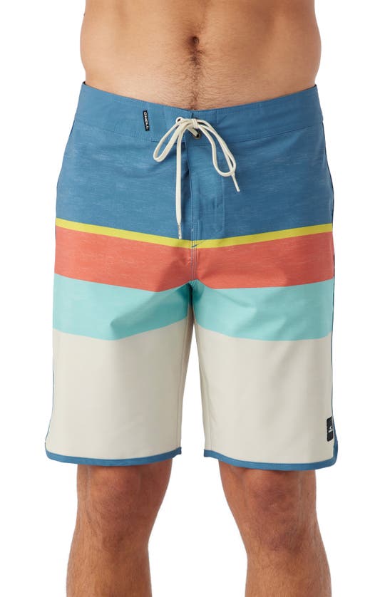 Shop O'neill Lennox Scallop Stripe Board Shorts In Copen Blue