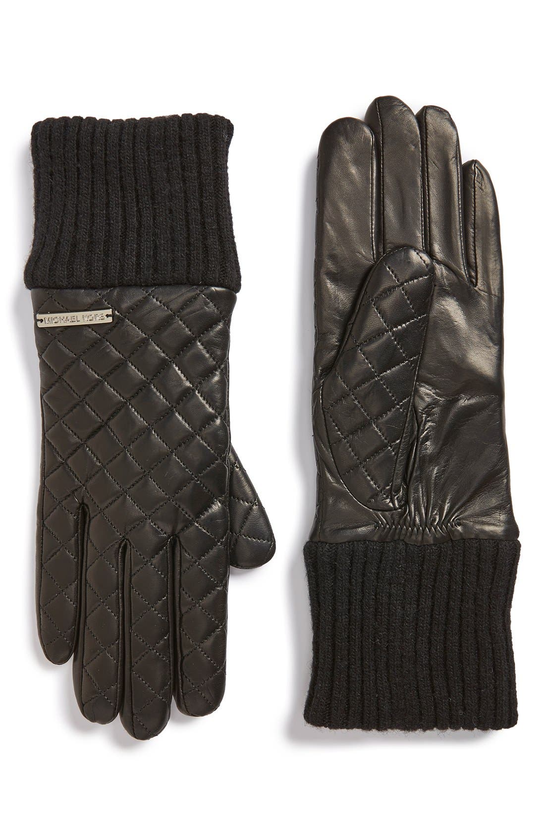 michael kors quilted leather gloves