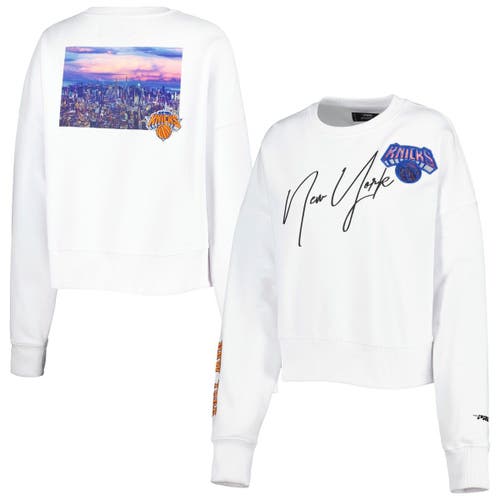 Women's Pro Standard White New York Knicks City Scape Pullover Sweatshirt