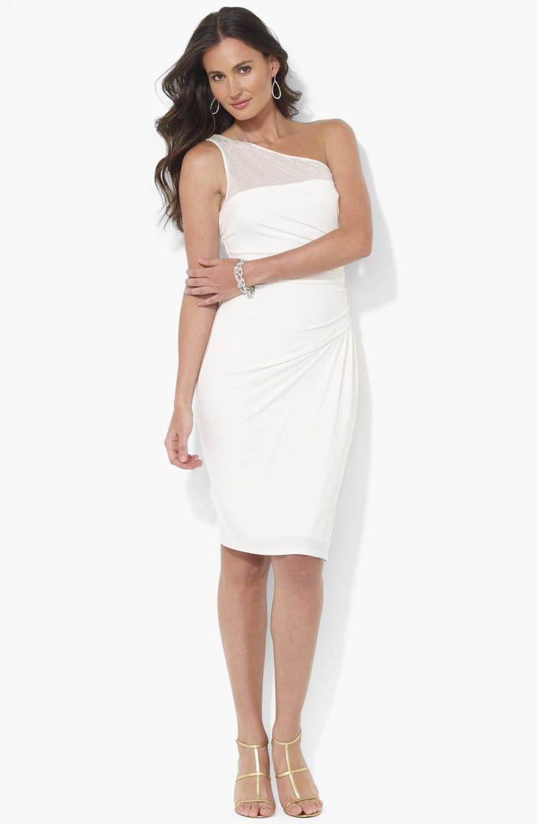 Lauren Ralph Lauren Embellished One Shoulder Jersey Dress | Nordstrom