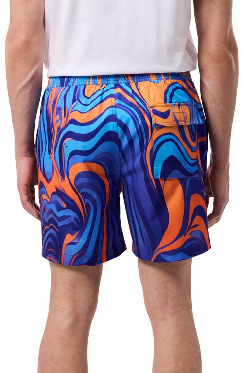 Shop Psycho Bunny Nevada Print Swim Trunks In Bright Royal