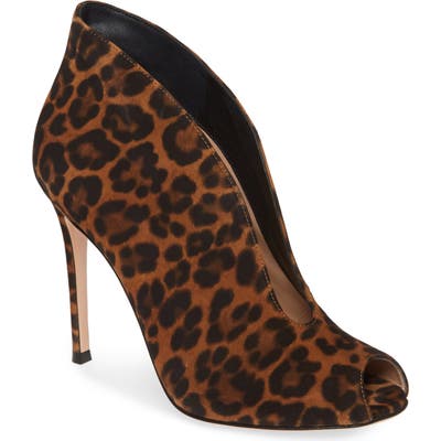 Gianvito Rossi Peep Toe Bootie, Brown
