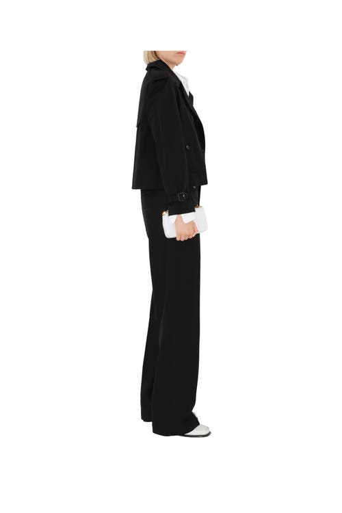 Shop Burberry Cropped Gabardine Trench Jacket In Black