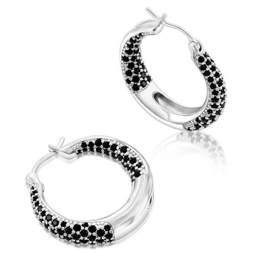 Donatello Gian Black Crystal Hoops In Black
