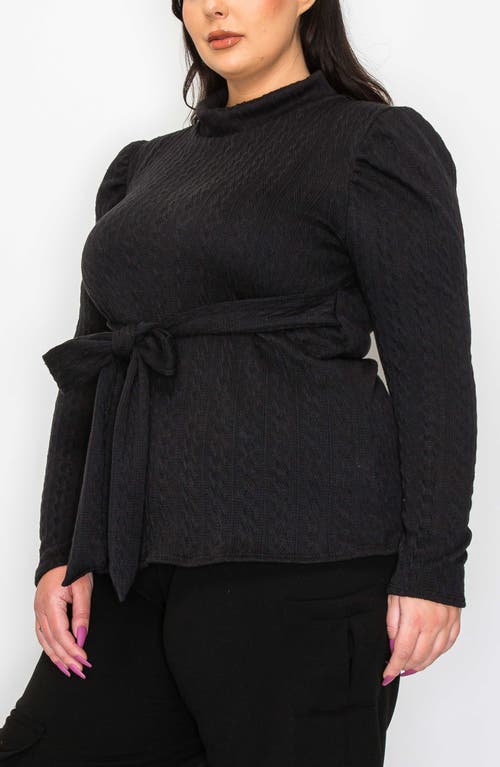 Shop L I V D Catriona Waist Tie Mock Neck Sweater In Black