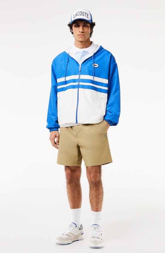 Shop Lacoste Relaxed Cotton Twill Shorts In Cb8 Lion