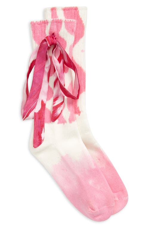 Collina Strada Camo Bow Organic Cotton Blend Socks in Hot Pink Squiggle