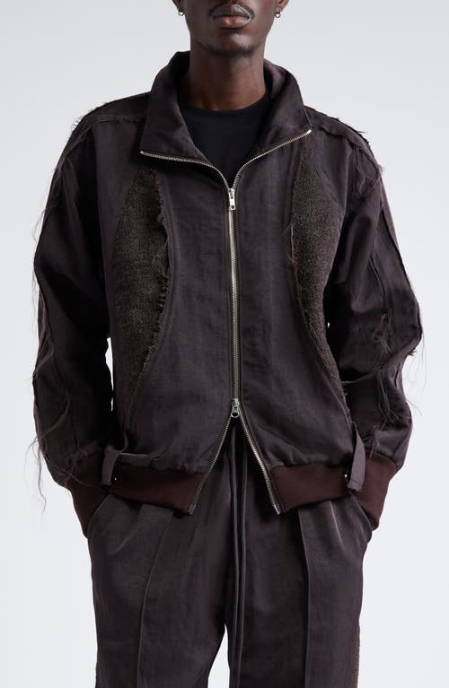 SONG FOR THE MUTE Teardrop Nylon Drill Track Jacket<br /> in Brown 