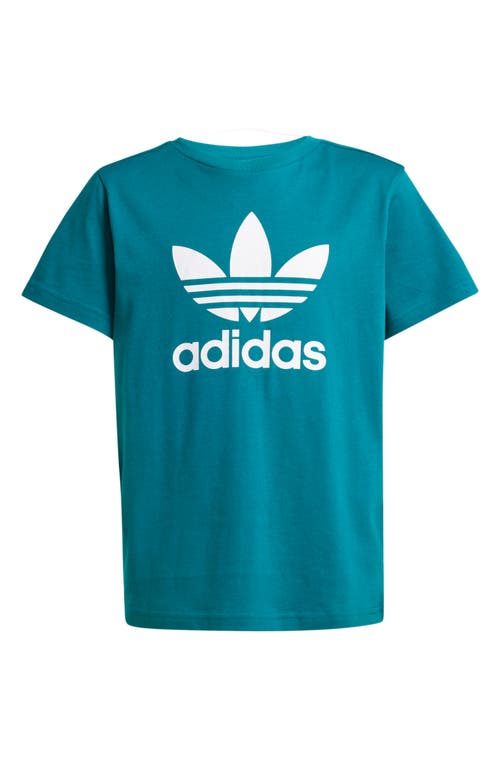 Shop Adidas Originals Adidas Kid's Trefoil Cotton Graphic T-shirt In Legacy Teal