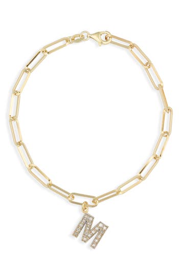 Meshmerise Diamond Initial Charm Bracelet In Yellow-m