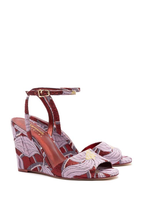 Shop Larroude Larroudé X Markarian Wedge In Floral Dutel In Red