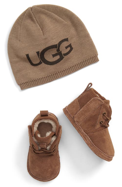 UGG(R) Baby Neumel Boot & Beanie Set in Chestnut