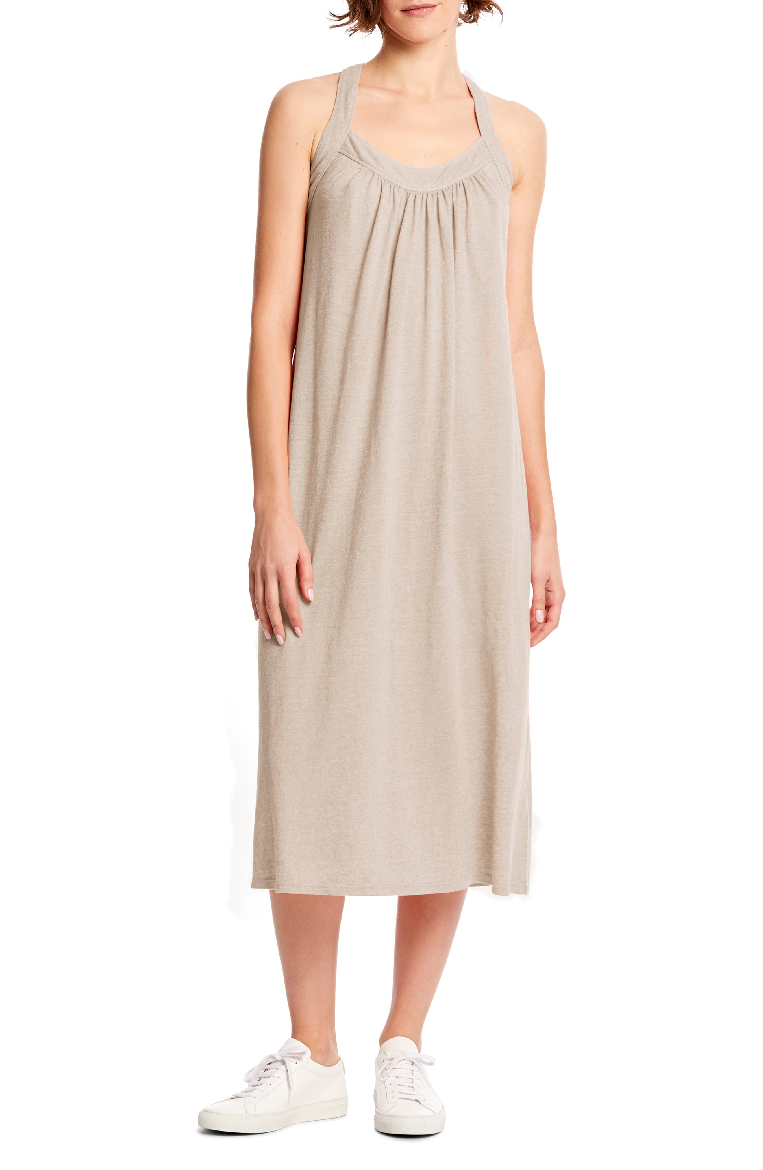 Michael Stars Margo Crossback Linen Blend Midi Dress, Beige