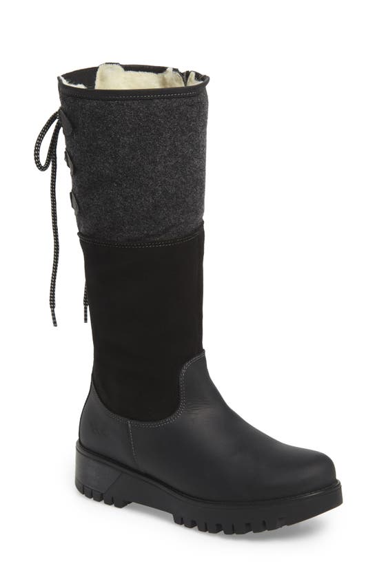 Bos. & Co. Goose Primaloft® Waterproof Boiled Wool Mid Calf Boot In Black Leather