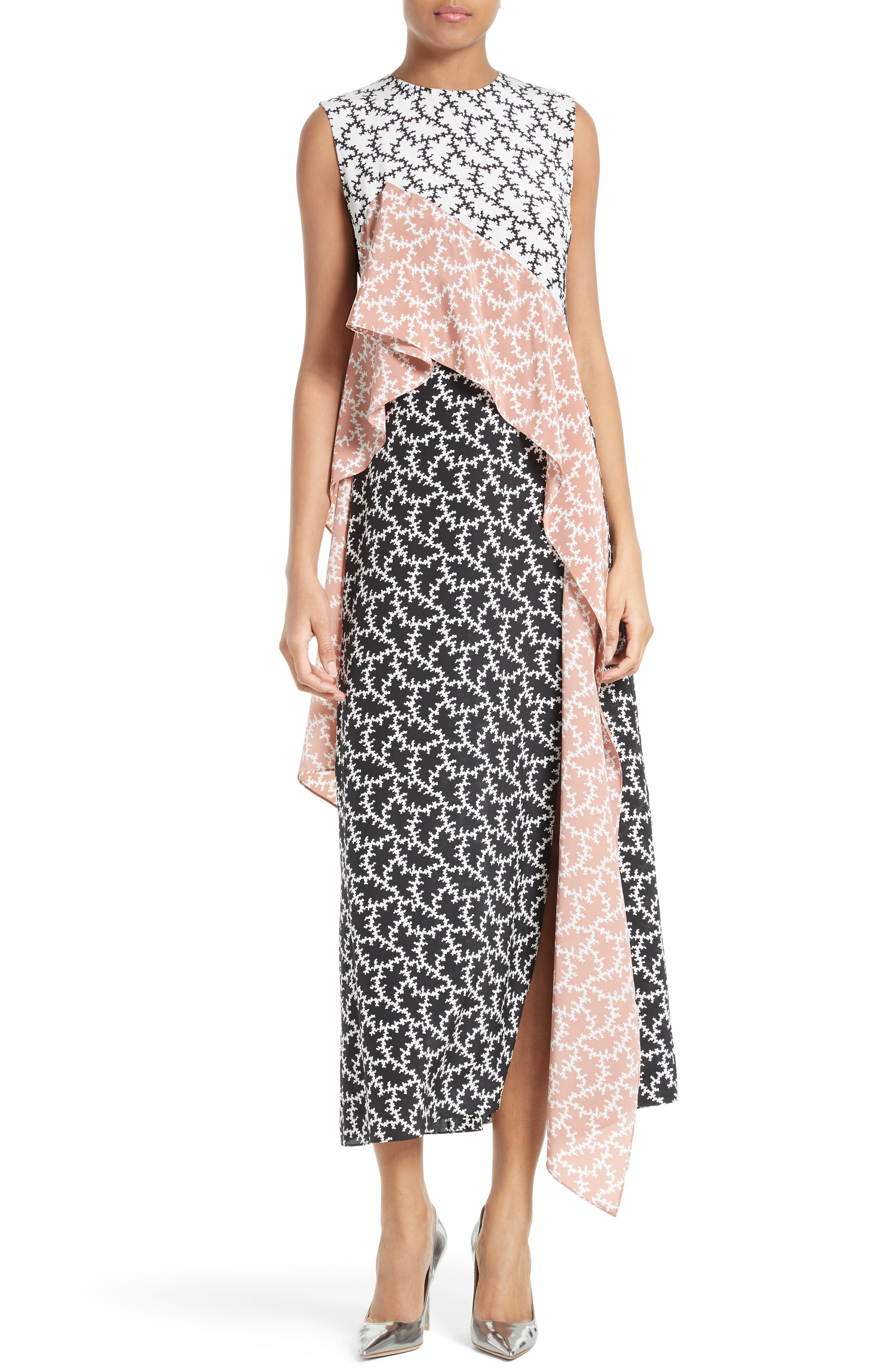 Diane Von Furstenberg Ruffled Front Silk Midi Dress | Nordstrom