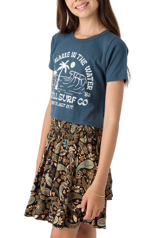 Shop O'neill Kids' Beachside Bliss Cotton Graphic Crop T-shirt In Slate