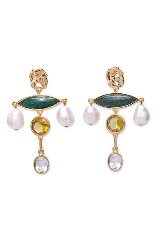 Lizzie Fortunato Royal Freshwater Pearl Drop Earrings in Multi