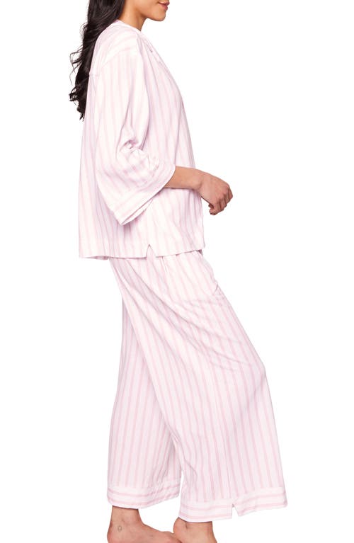 Petite Plume Olivia Wide Leg Pima Cotton Pajamas In Pink