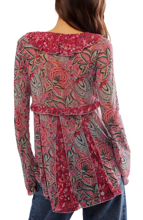 Shop Free People Wildest Dreams Floral Tunic Top In Raspberry Combo