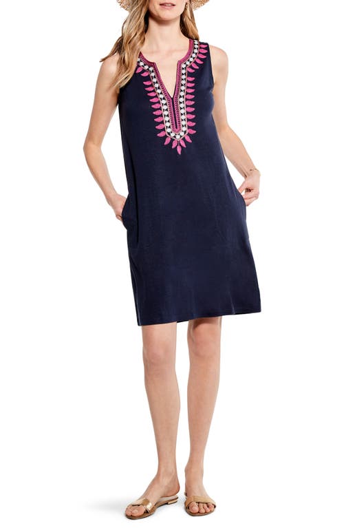 NIC+ZOE Retreat Embroidered Sleeveless Dress in Indigo Multi
