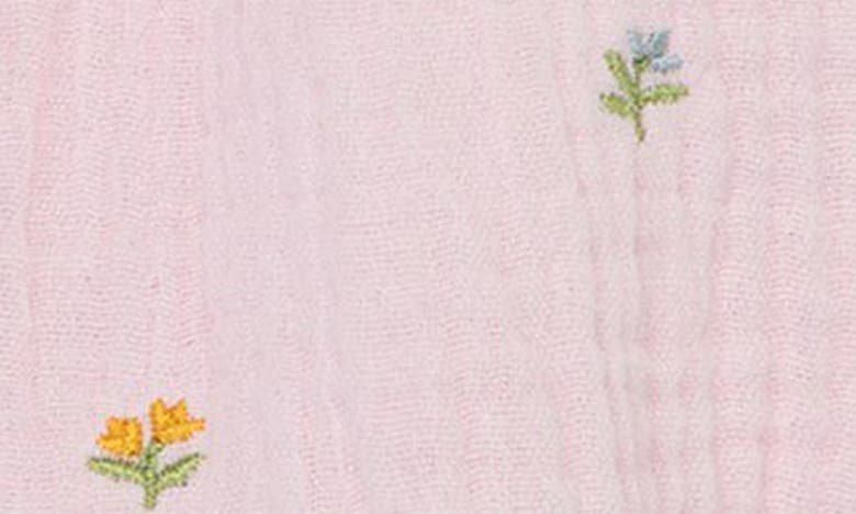 Shop Little Me Floral Embroidered Cotton Gauze Romper & Headband Set In Pink