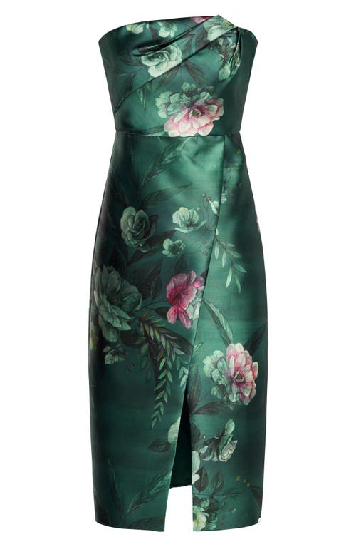 Kay Unger Adeline Strapless Midi Dress In Light Emerald