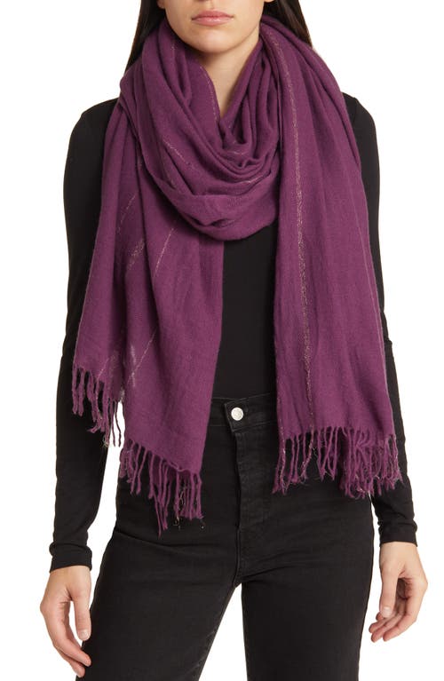 Fringed Wool & Cashmere Wrap in Eggplant.