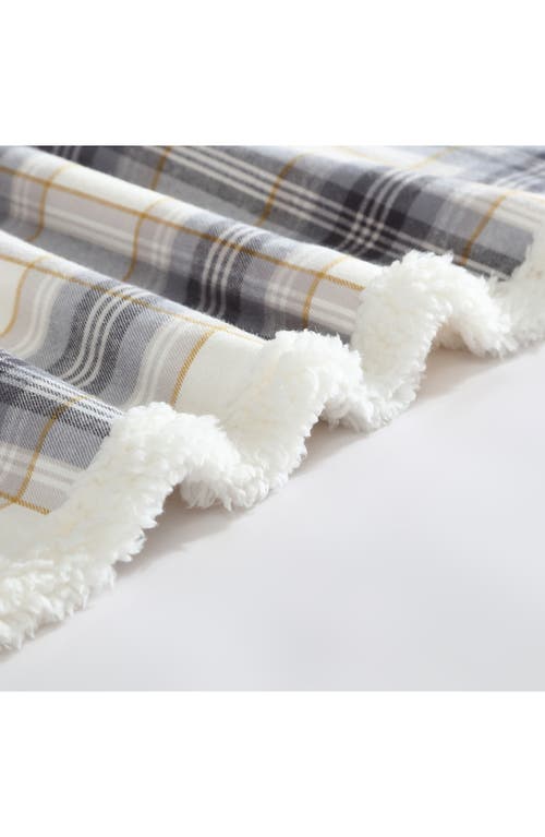 Eddie Bauer Edgewood Plaid Fleece Throw Blanket In Grey