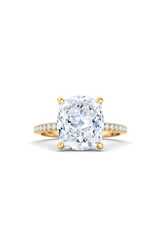 Shop Hautecarat 18k White Gold Cushion Cut Lab Created Diamond Engagement Ring In 18k Yellow Gold