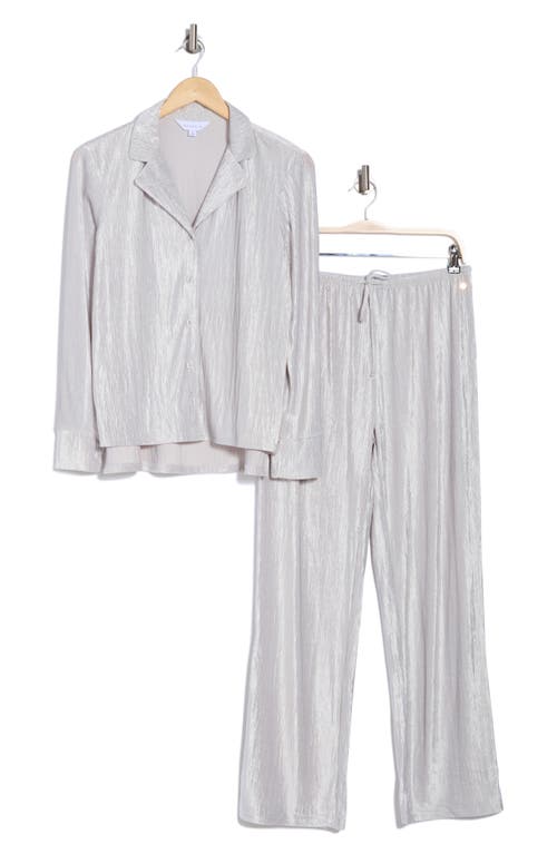 Danskin Crinkled Velour Long Sleeve Top & Pants Pajamas In Vapor Blue