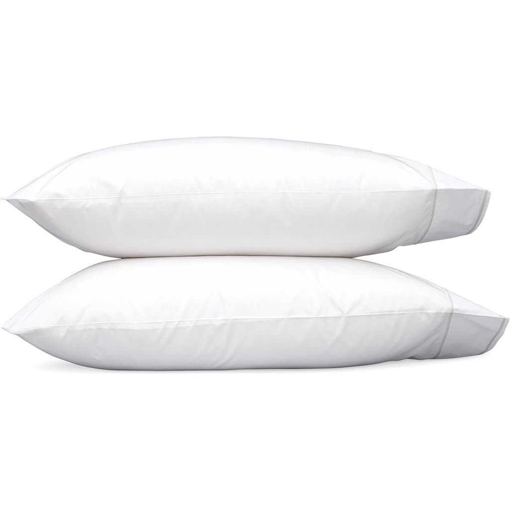 Matouk Ansonia 500 Thread Count Cotton Percale Pillowcases In White/sterling