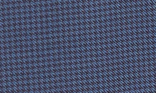 Isaia Houndstooth Check Wool Button-up Shirt In Medium Blue