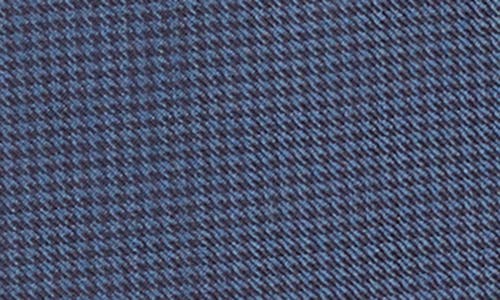 Shop Isaia Houndstooth Check Wool Button-up Shirt In Medium Blue