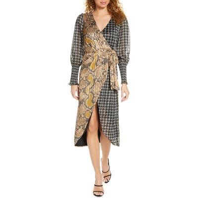 Foxiedox Nalia Long Sleeve Wrap Dress, Black
