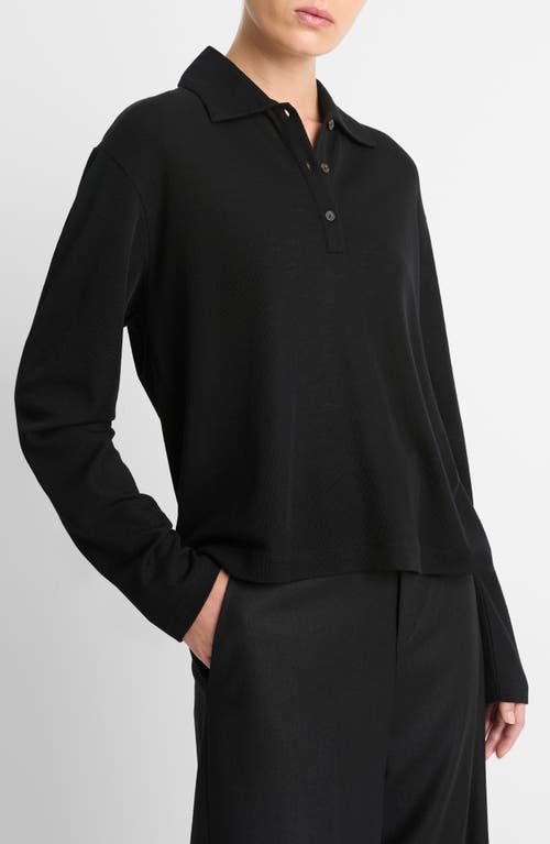 Shop Vince Relaxed Wool Polo Sweater In Black