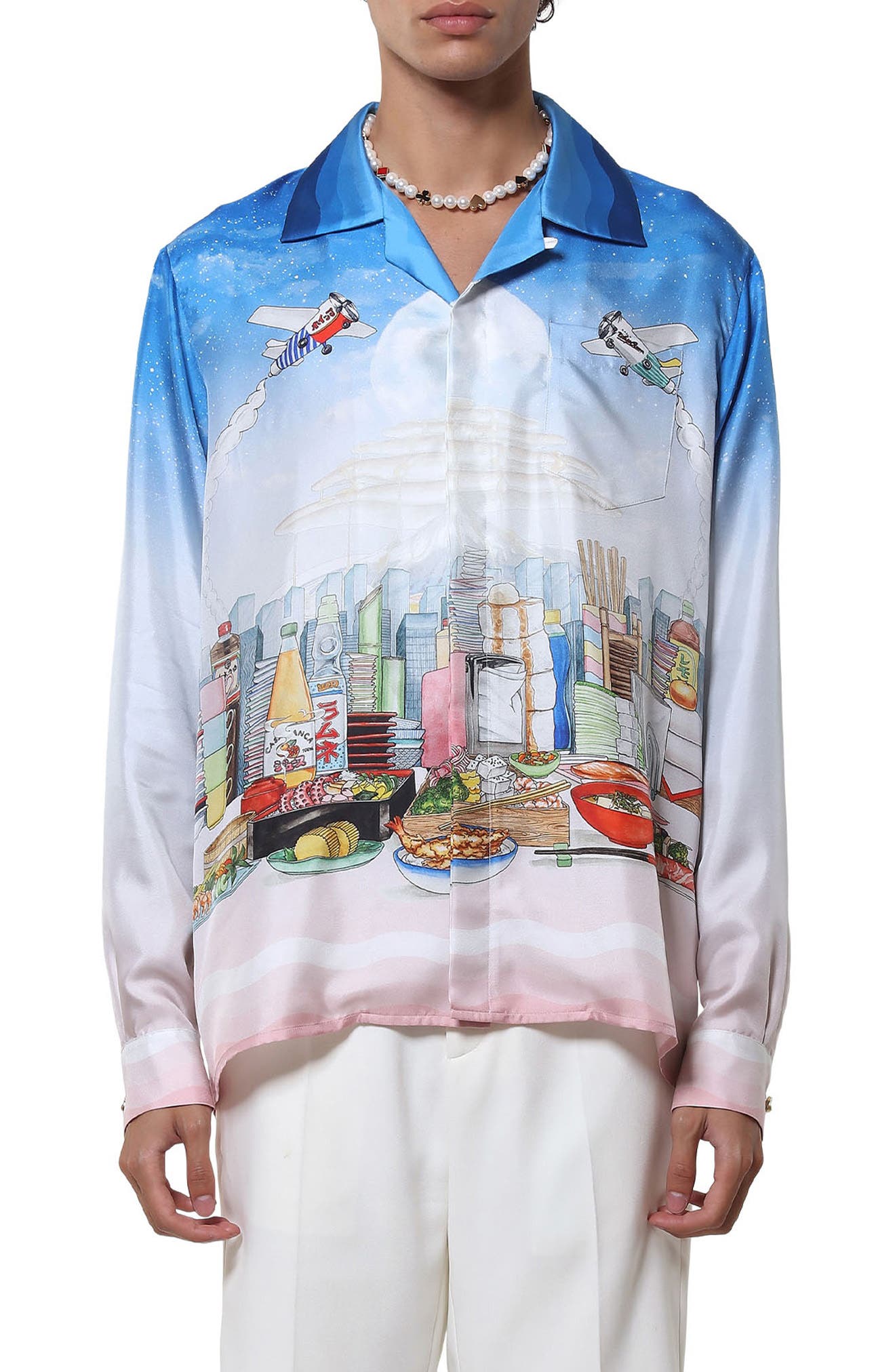 Casablanca Long Sleeve Silk Button-Up 