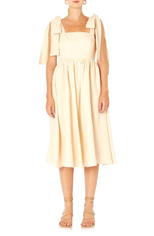 Endless Rose Bow Tie Strap Sundress Nude at Nordstrom,