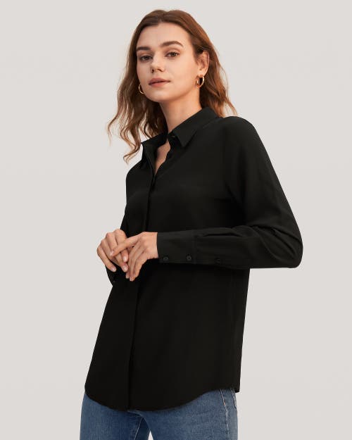 Lilysilk Wrinkle Free Basic Silk Shirt In Black