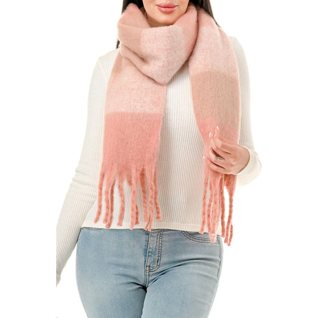 Marcus Adler Colorblock Fringe Scarf In Blush