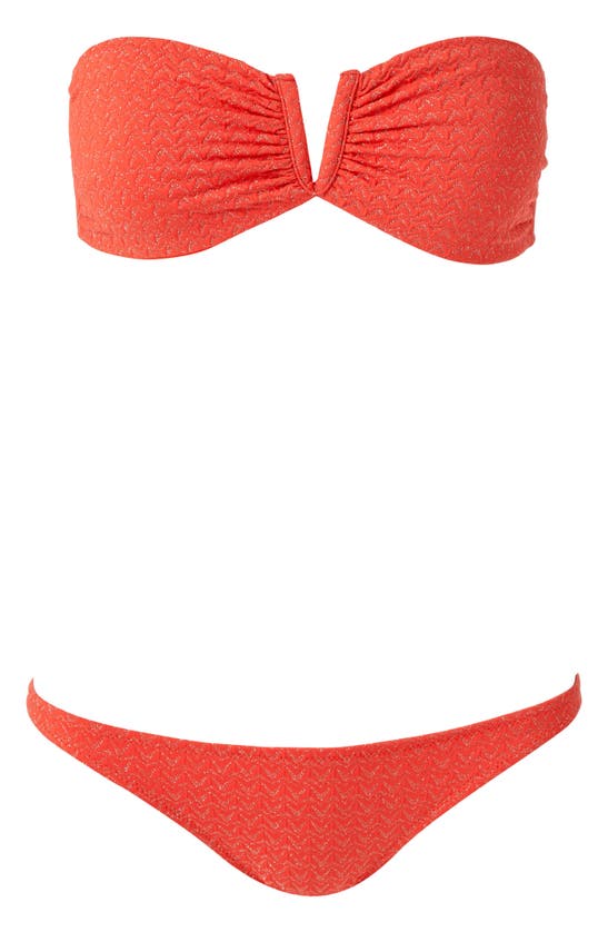 Shop Melissa Odabash Alba Hipster Bikini Bottoms In Apricot Zigzag