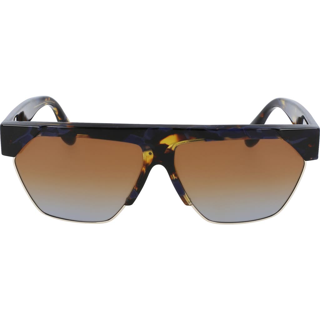 Victoria Beckham Semi-rimless Rectangle Acetate Sunglasses In Havana/blue