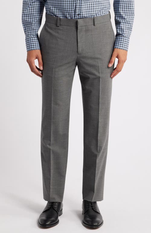 Nordstrom Trim Fit Flat Front Stretch Wool Dress Pants In Grey Charcoal