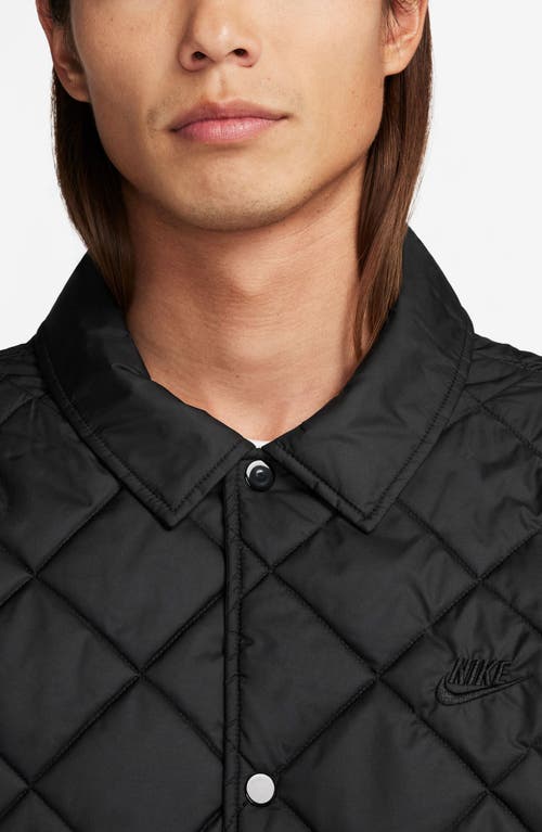 Shop Nike Club Therma-fit Lightweight Quilted Water Repellent Jacket In Black