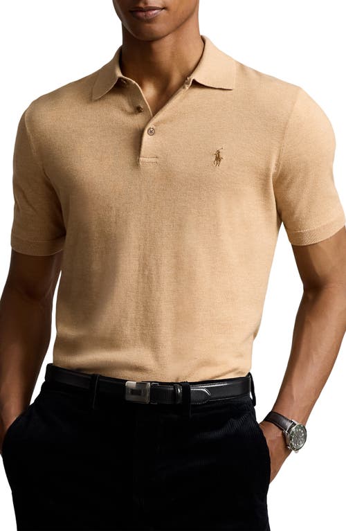 Shop Polo Ralph Lauren Cotton Polo In Camel Melange