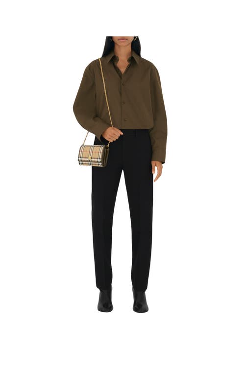 Burberry Check Chain Strap Wallet In Archive Beige/military