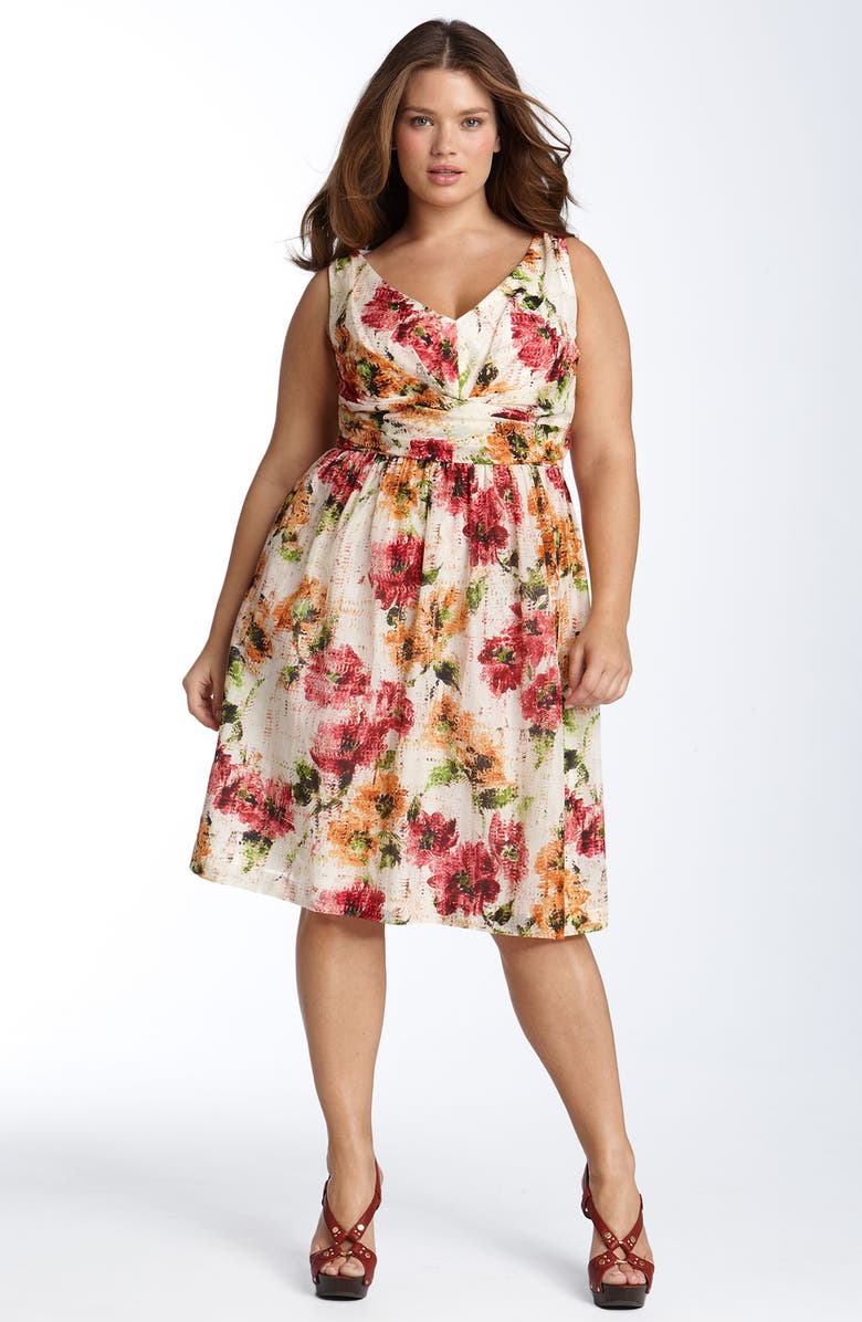 Suzi Chin for Maggy Boutique Rose Print Sleeveless Dress (Plus) | Nordstrom