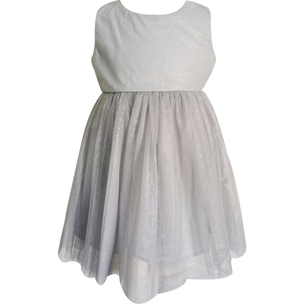 Popatu Kids' Shimmer Tulle Overlay Party Dress In Gray