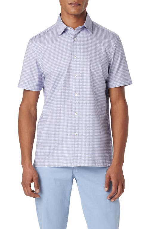 Bugatchi Milo OoohCotton Diamond Print Short Sleeve Button-Up Shirt Lavender at Nordstrom,