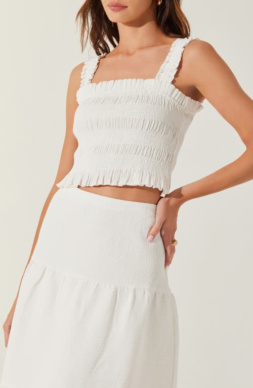 Shop Astr The Label Shirred Cotton Camisole In White