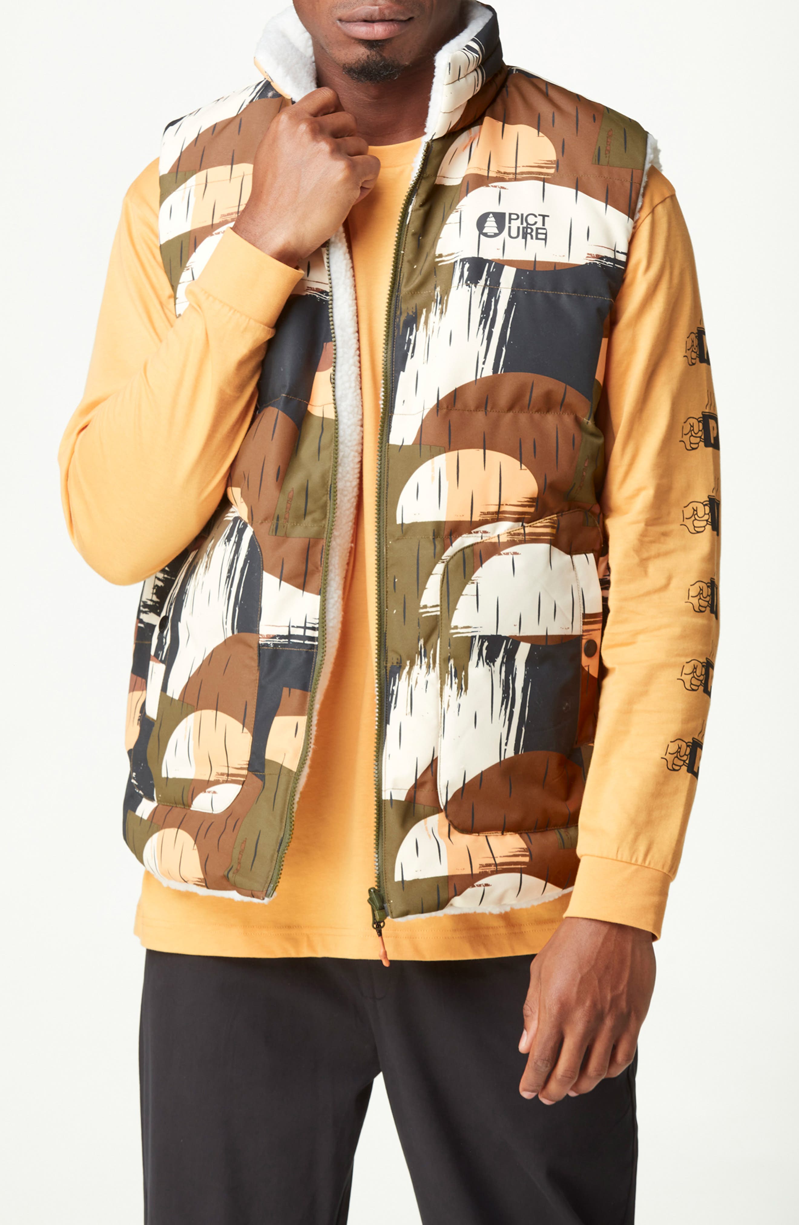 Picture Organic Clothing Russello Reversible Water Repellent Vest in Arashi Camo Print 